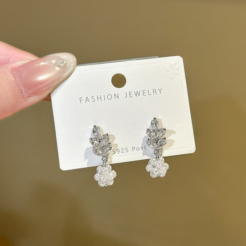 Grain Drop Earrings For Women With 925 Sterling Silver Posts, Copper Base, Real Gold Plated And Zircon Inlay