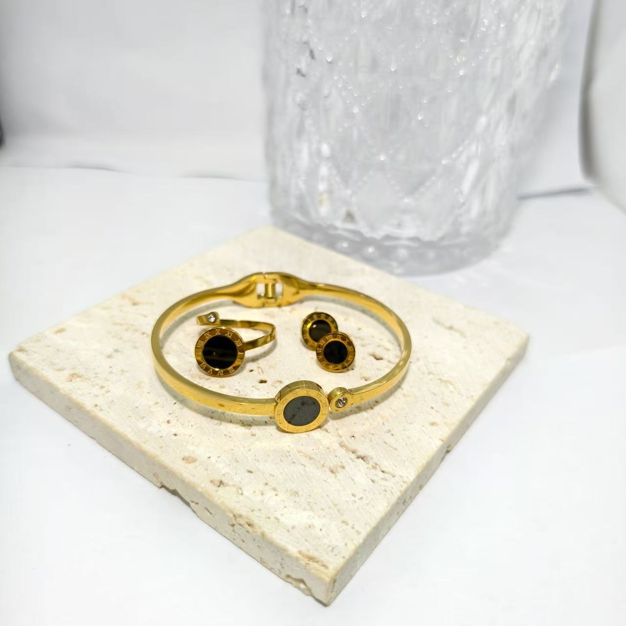 Heart Shape Jewelry Set For Women With Hypoallergenic 304 Stainless Steel, 18K Real Gold Plated, PVD Coated, Featuring Slider Chain