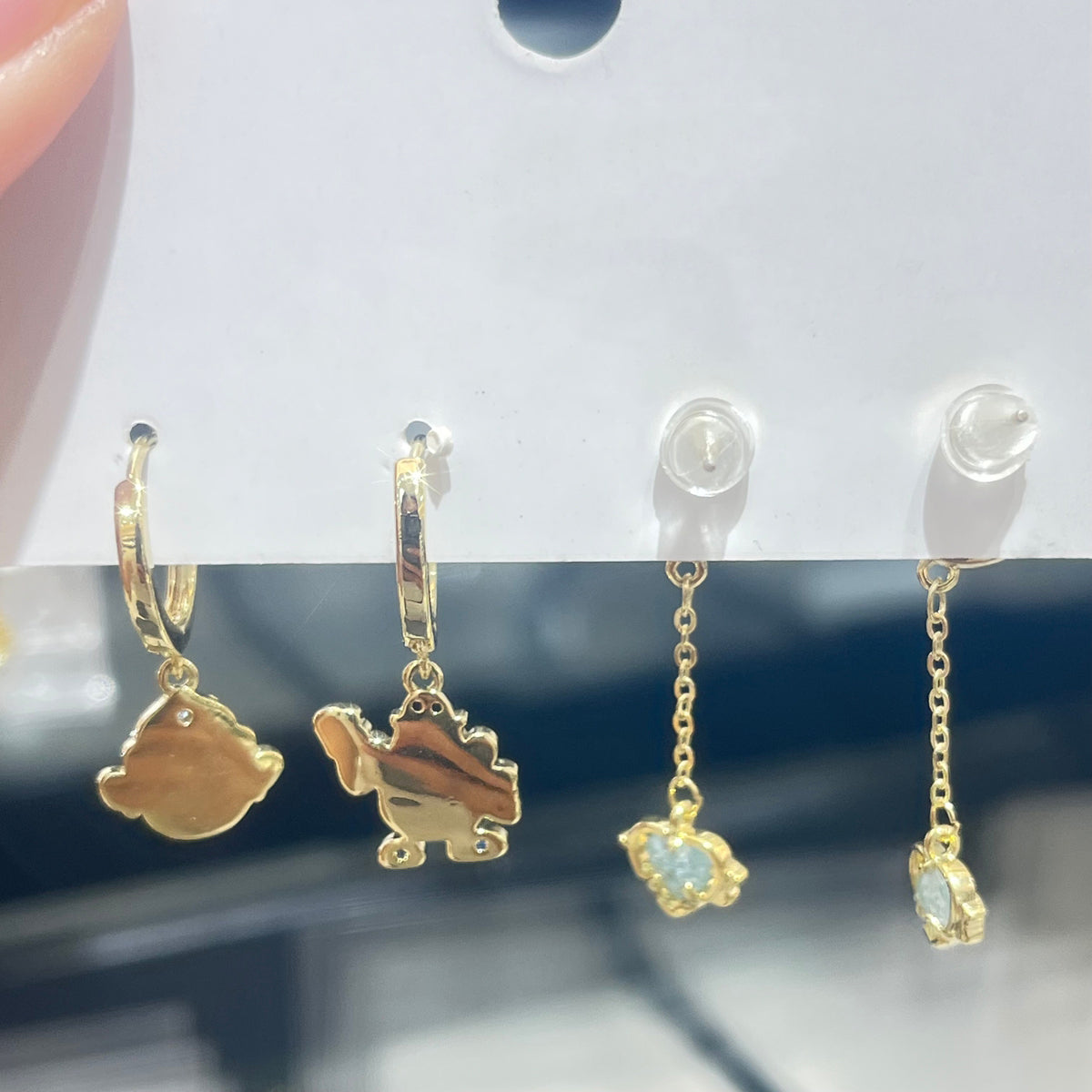 Cartoon Character Earrings For Women, Electroplated Copper With 14K Real Gold Plated And Zircon Inlay