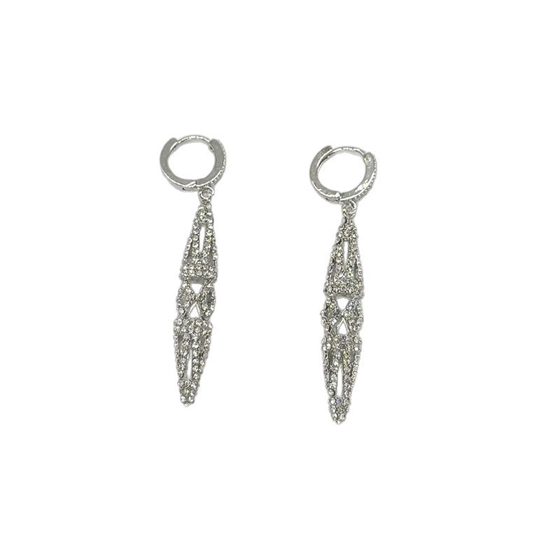 Elaborate Oval Earrings For Women Featuring Silver Zinc Alloy And Rhinestones With 925 Sterling Silver Ear Pins