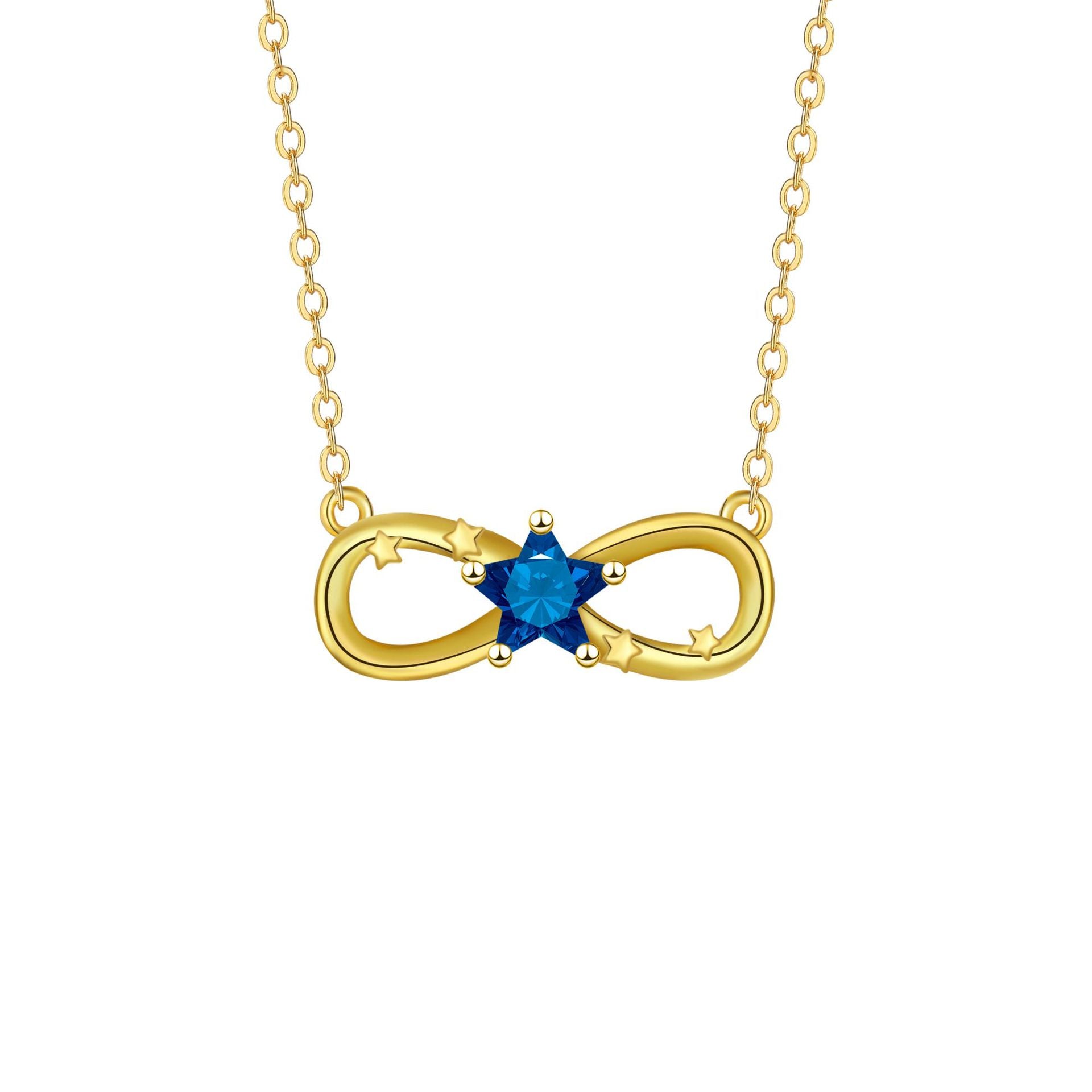 Infinity Necklace For Women In Real Gold Plated Copper With Rhinestones And Cable Chain