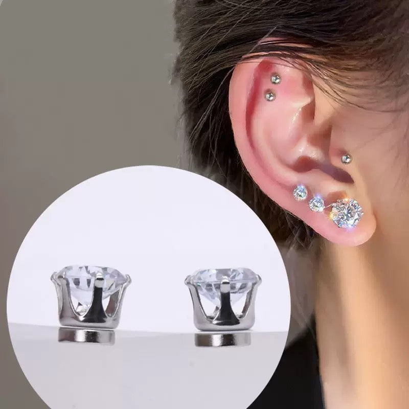 Classic Style Geometric Clip Earrings For Women, Waterproof Non Tarnish Alloy With Zircon Inlay, 0.03µm-0.05µm Coating Thickness