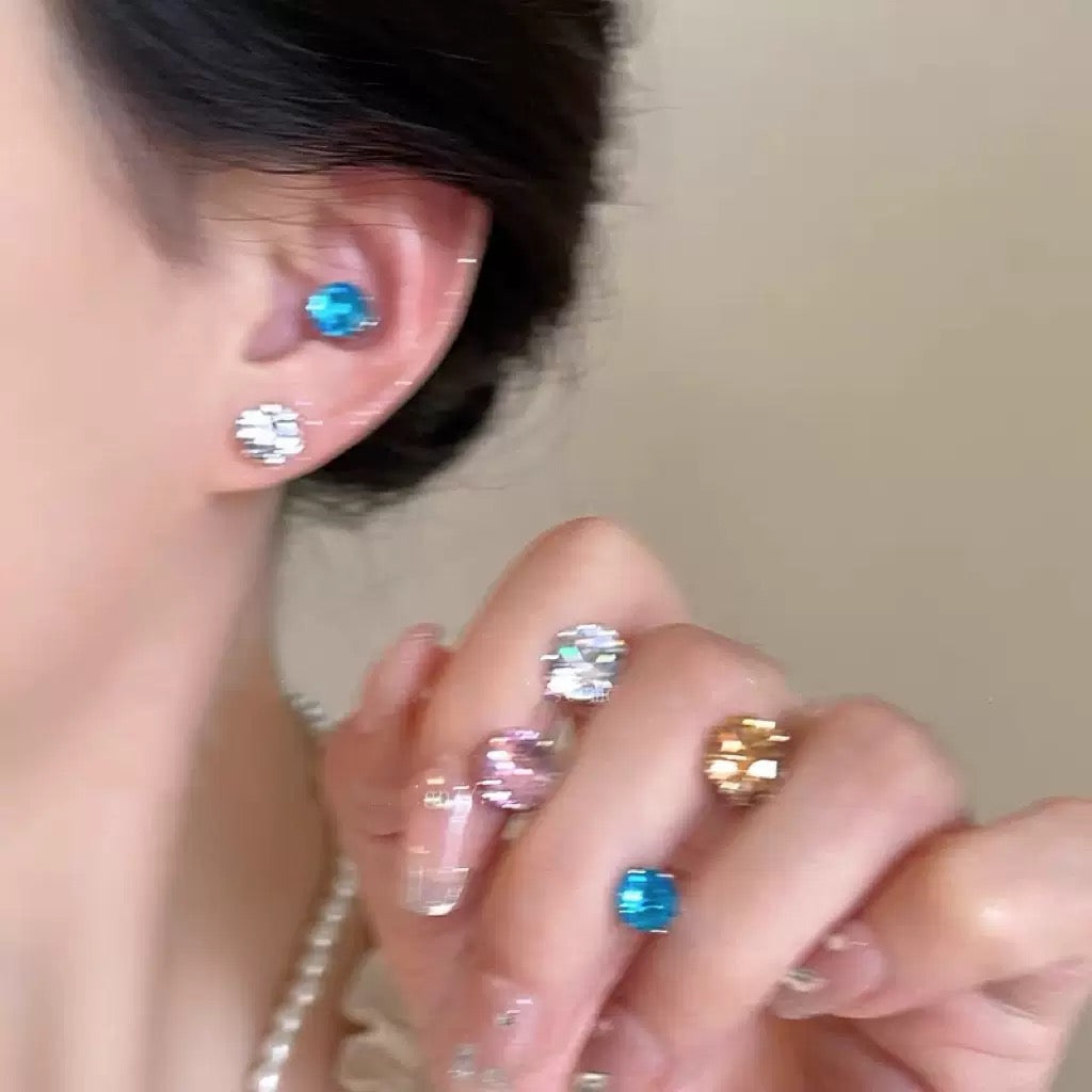 Classic Style Geometric Clip Earrings For Women, Waterproof Non Tarnish Alloy With Zircon Inlay, 0.03µm-0.05µm Coating Thickness