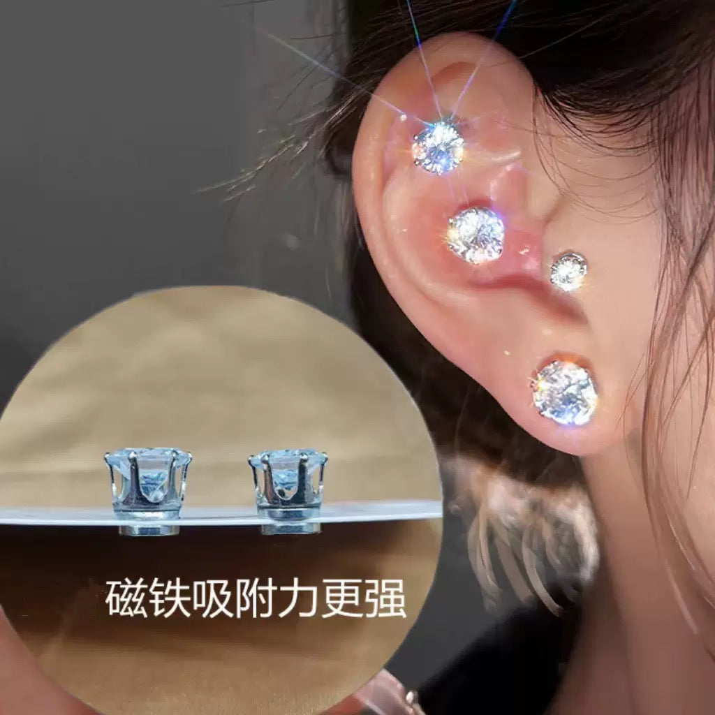 Classic Style Geometric Clip Earrings For Women, Waterproof Non Tarnish Alloy With Zircon Inlay, 0.03µm-0.05µm Coating Thickness