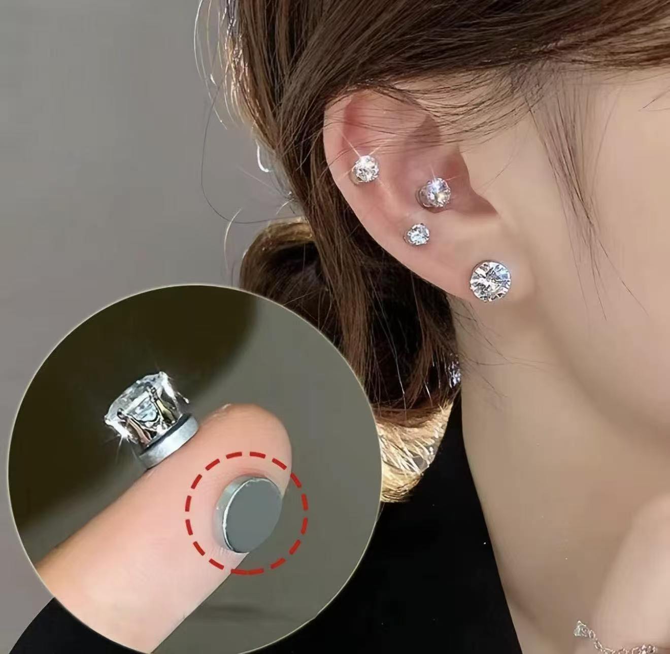 Classic Style Geometric Clip Earrings For Women, Waterproof Non Tarnish Alloy With Zircon Inlay, 0.03µm-0.05µm Coating Thickness