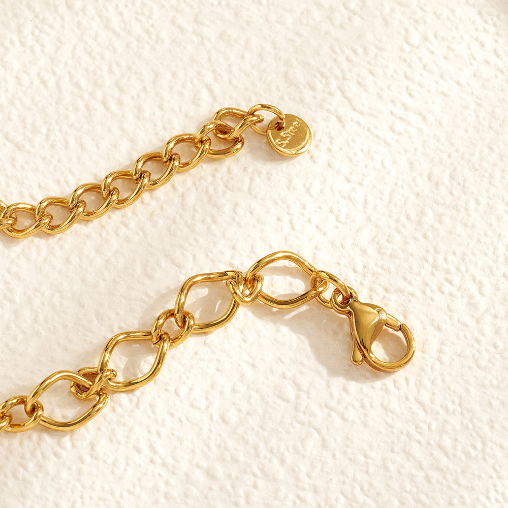 Geometric Electroplated Necklace For Women In 304 Stainless Steel With 18K Gold PVD Coated And Resin Inlay, Handmade Chain
