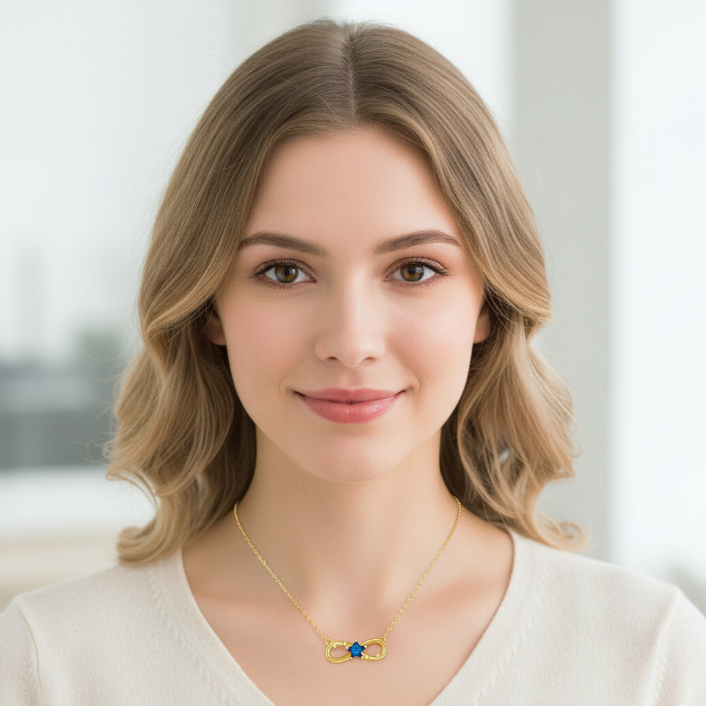 Infinity Necklace For Women In Real Gold Plated Copper With Rhinestones And Cable Chain