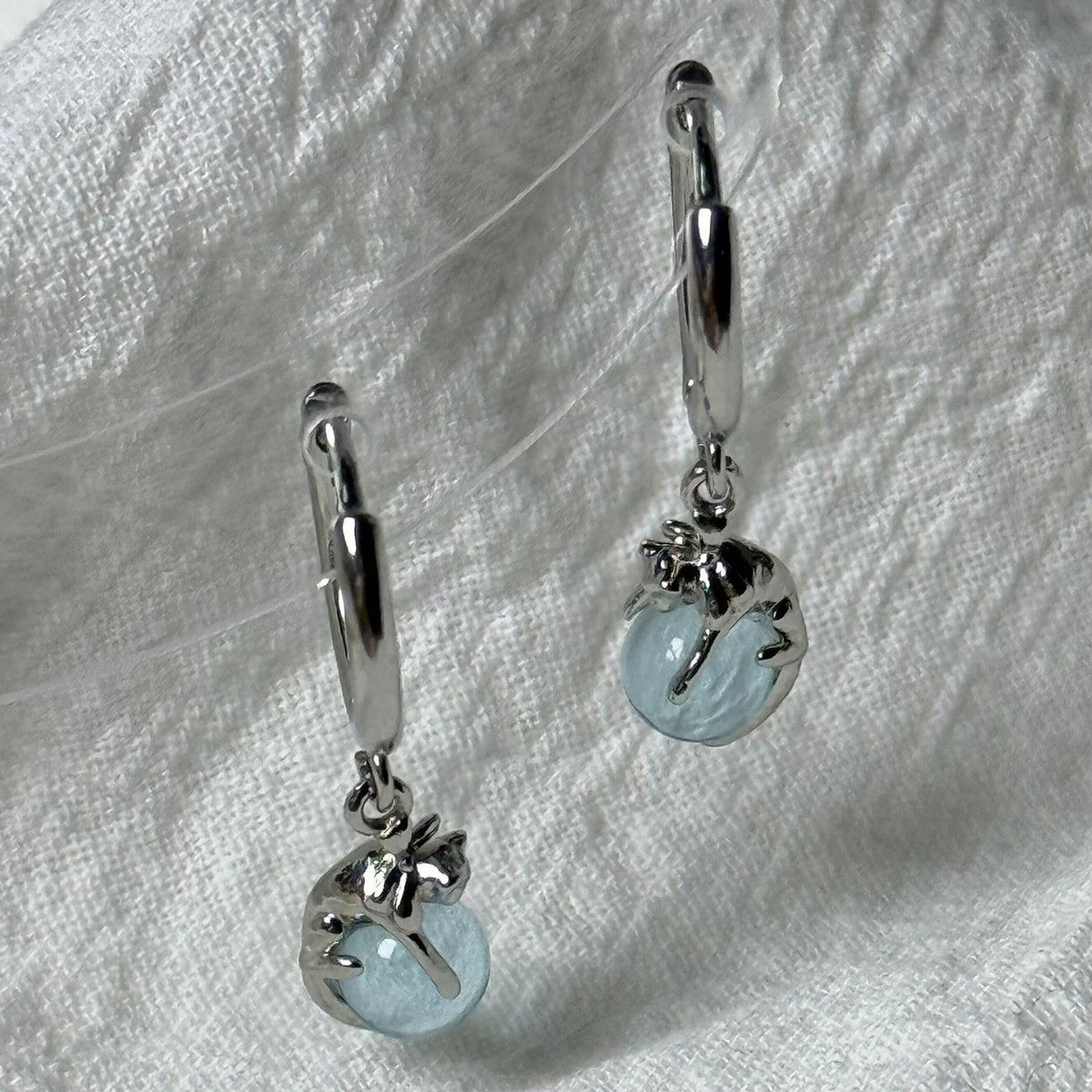 Cat Earrings For Women In Blue Featuring 925 Sterling Silver Ear Pins And Sweet Style Made Of Zinc Alloy
