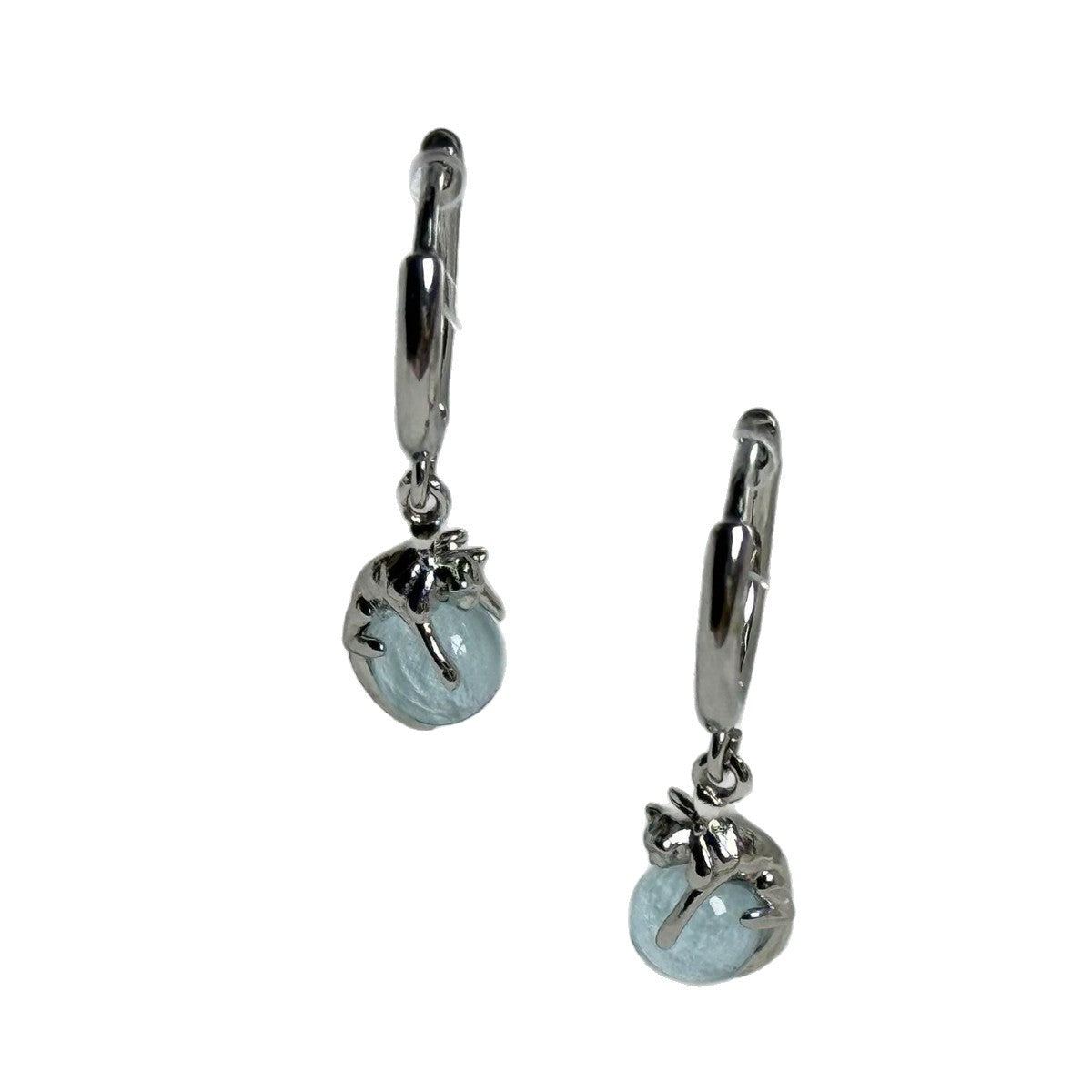 Cat Earrings For Women In Blue Featuring 925 Sterling Silver Ear Pins And Sweet Style Made Of Zinc Alloy