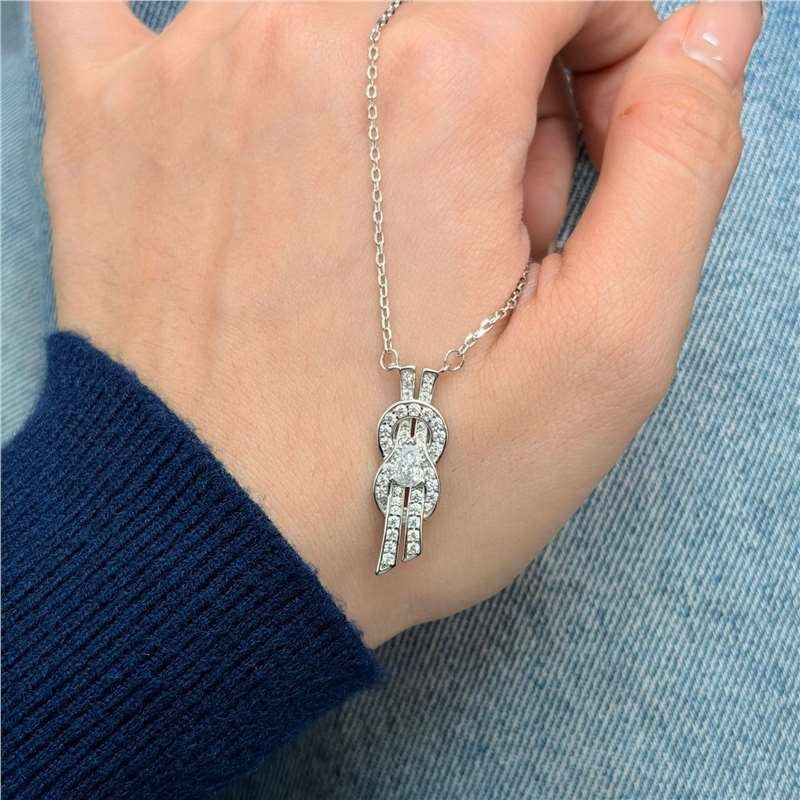 Infinity Double Layer Necklace For Women In Gold With Copper Pendant And Zircon Inlay On Cable Chain