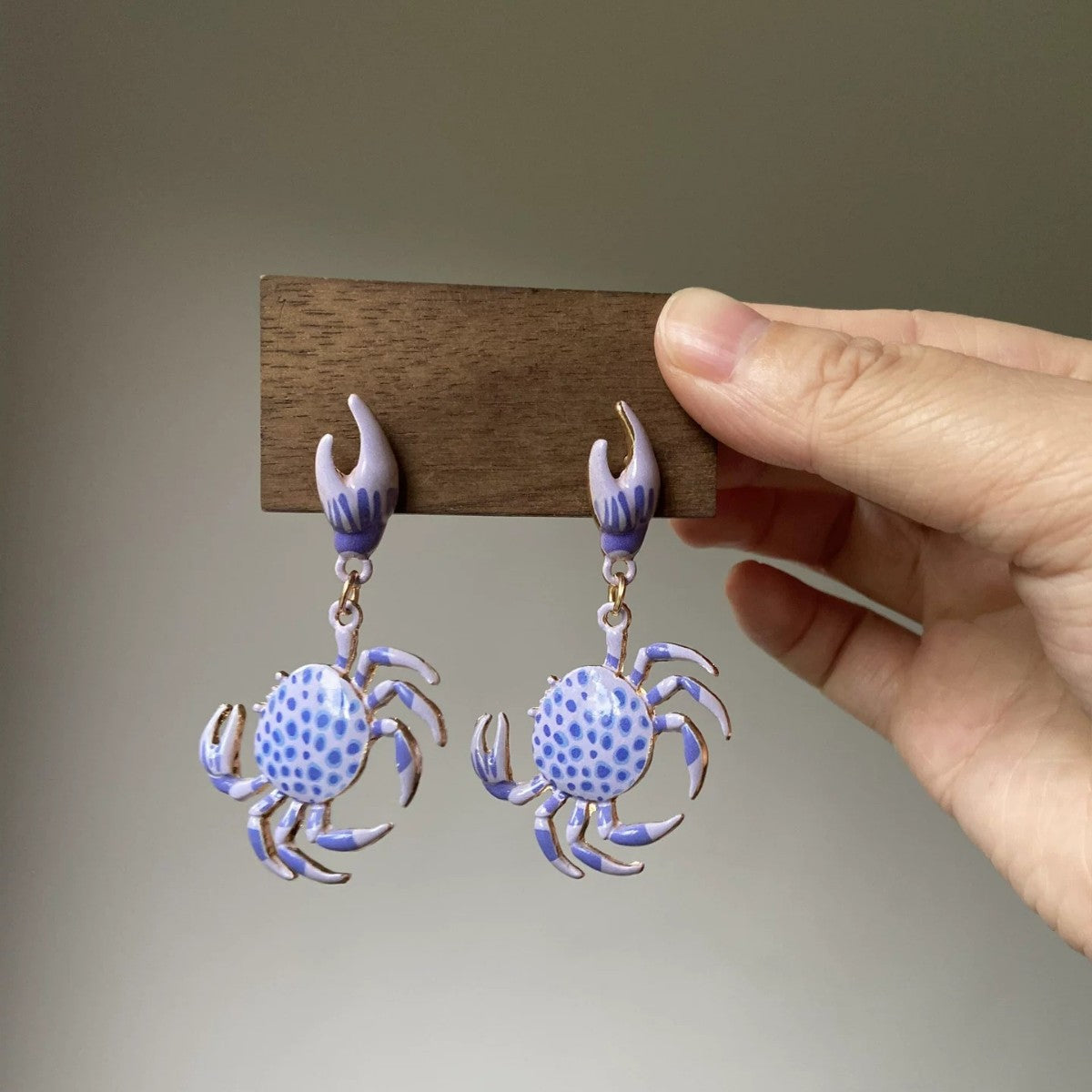 Crab Earrings For Women Featuring 925 Sterling Silver Posts In Cute Style With Purple Zinc Alloy Design