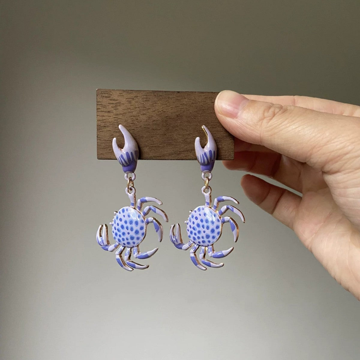 Crab Earrings For Women Featuring 925 Sterling Silver Posts In Cute Style With Purple Zinc Alloy Design