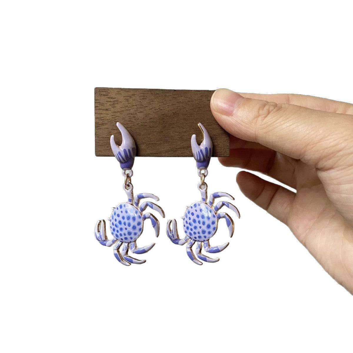 Crab Earrings For Women Featuring 925 Sterling Silver Posts In Cute Style With Purple Zinc Alloy Design