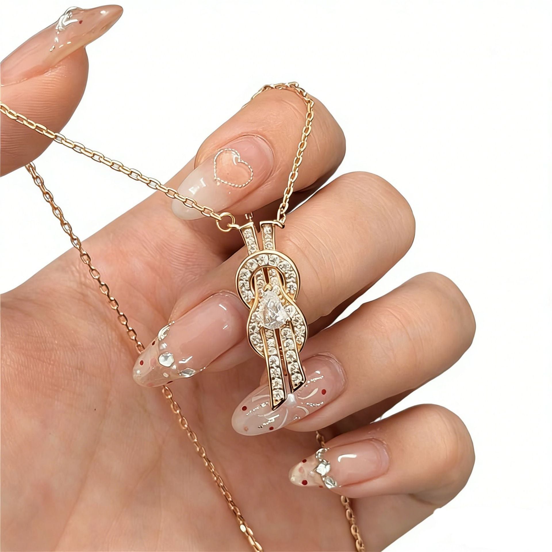 Infinity Double Layer Necklace For Women In Gold With Copper Pendant And Zircon Inlay On Cable Chain