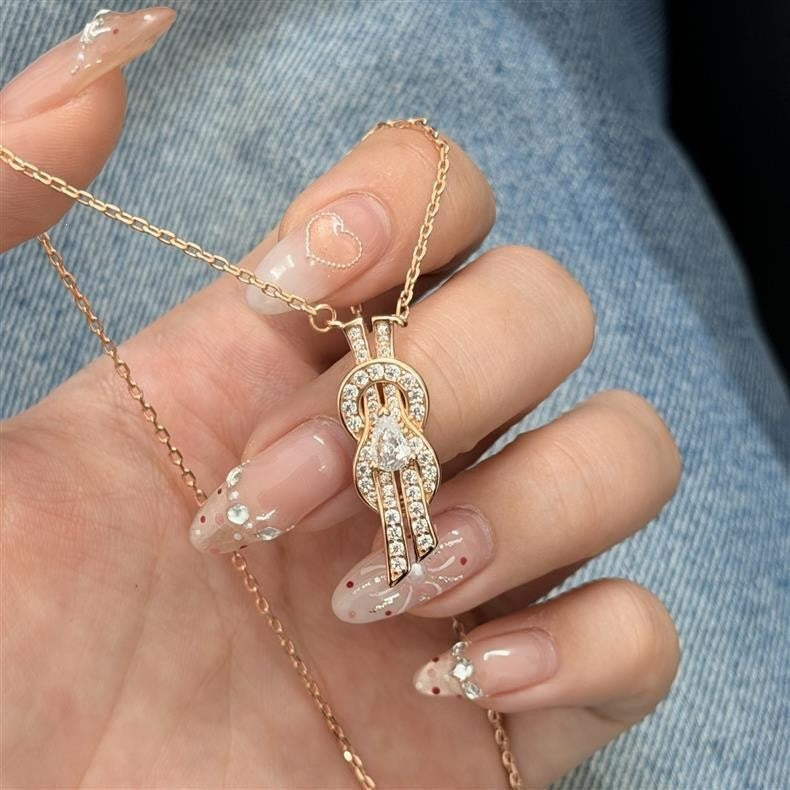 Infinity Double Layer Necklace For Women In Gold With Copper Pendant And Zircon Inlay On Cable Chain