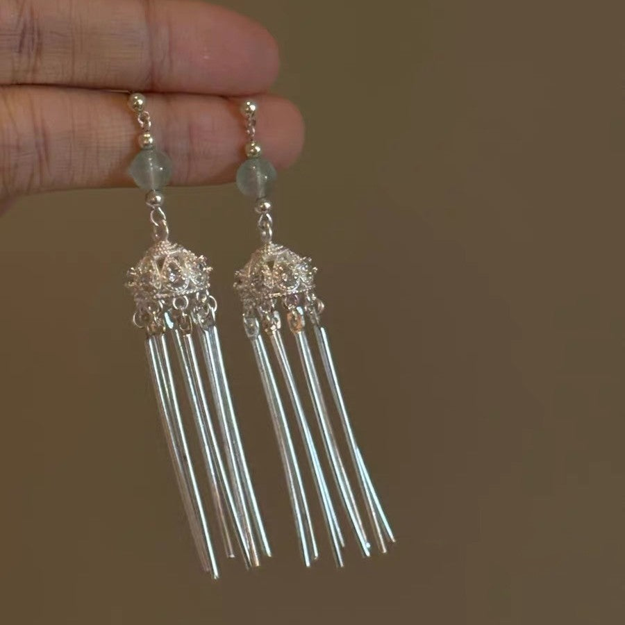 Geometric Tassel Earrings For Women With 925 Sterling Silver Ear Pins Featuring Retro Style In Alloy