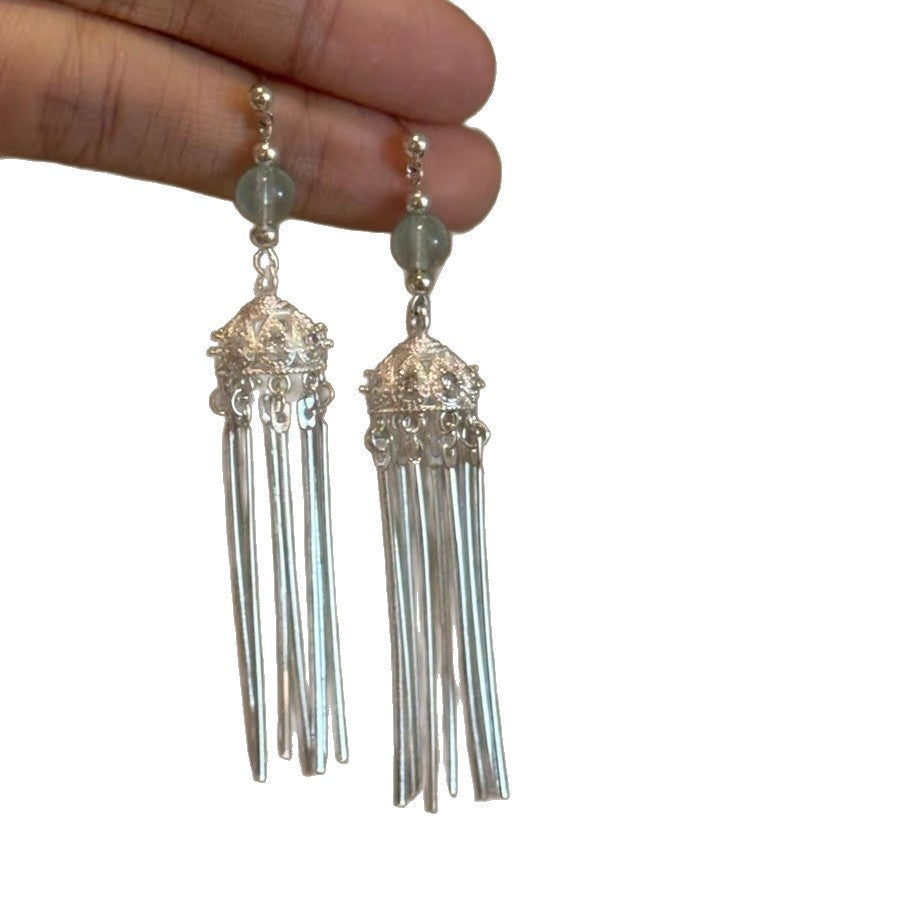 Geometric Tassel Earrings For Women With 925 Sterling Silver Ear Pins Featuring Retro Style In Alloy