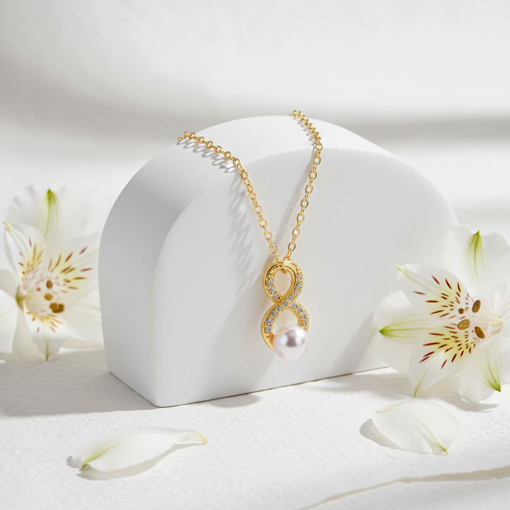 Infinity Necklace For Women In Real Gold Plated Copper With Cable Chain