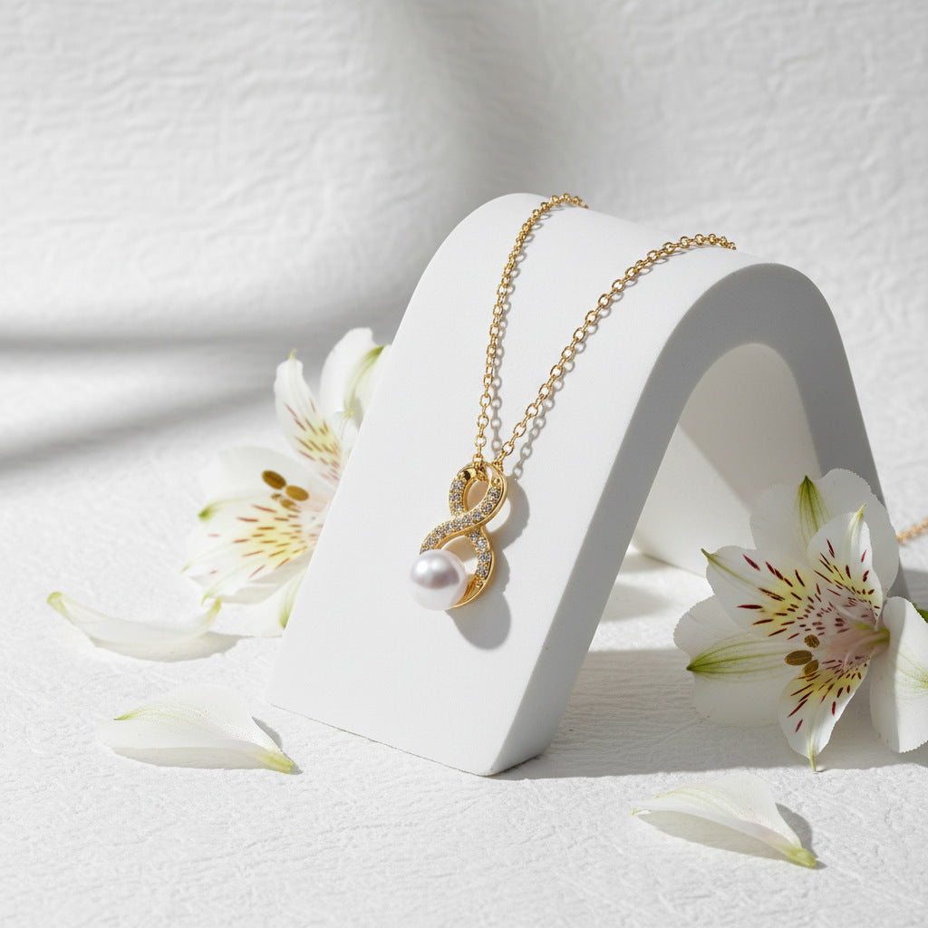 Infinity Necklace For Women In Real Gold Plated Copper With Cable Chain