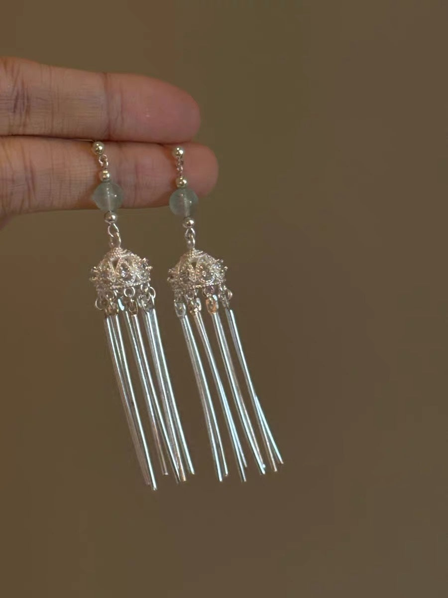 Geometric Tassel Earrings For Women With 925 Sterling Silver Ear Pins Featuring Retro Style In Alloy
