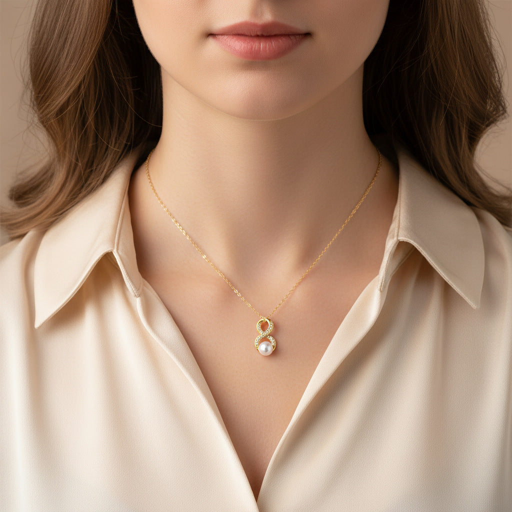 Infinity Necklace For Women In Real Gold Plated Copper With Cable Chain