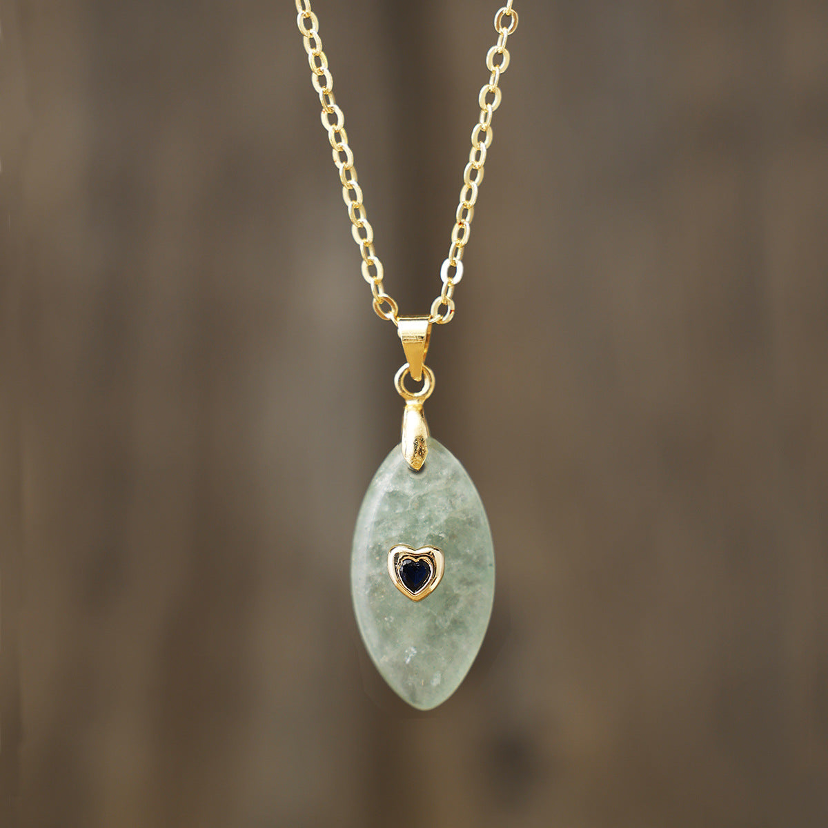 Original Design Heart Shape Pendant Necklace With Crystal And Zircon, Real Gold Plated For Daily Wear