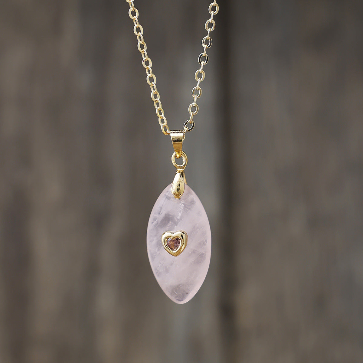 Original Design Heart Shape Pendant Necklace With Crystal And Zircon, Real Gold Plated For Daily Wear