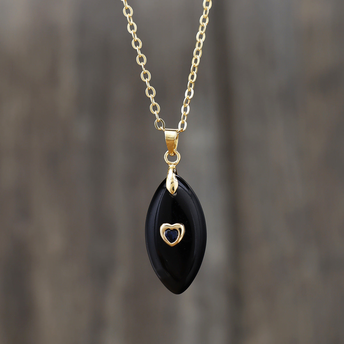 Original Design Heart Shape Pendant Necklace With Crystal And Zircon, Real Gold Plated For Daily Wear