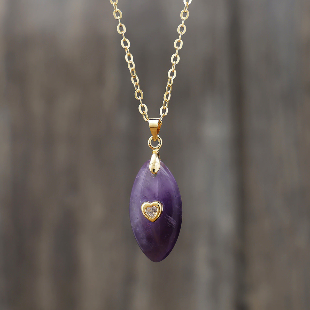Original Design Heart Shape Pendant Necklace With Crystal And Zircon, Real Gold Plated For Daily Wear