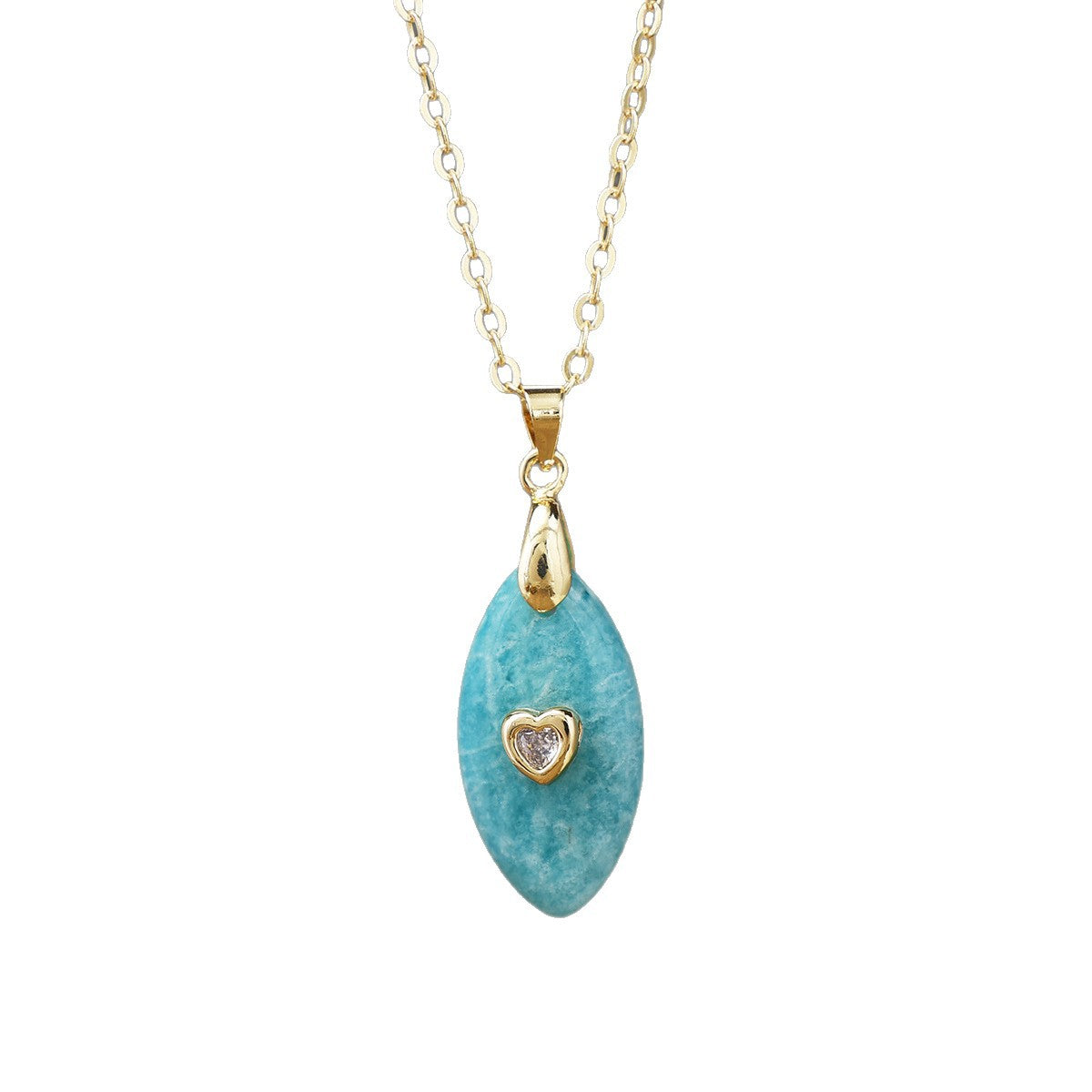 Original Design Heart Shape Pendant Necklace With Crystal And Zircon, Real Gold Plated For Daily Wear