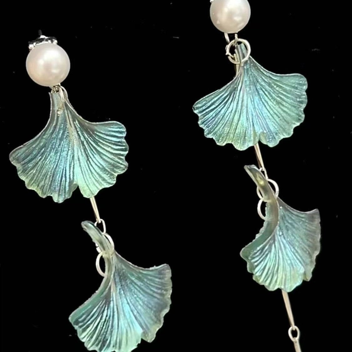 Ginkgo Leaf Tassel Earrings For Women In New Style, Green Zinc Alloy Accessories