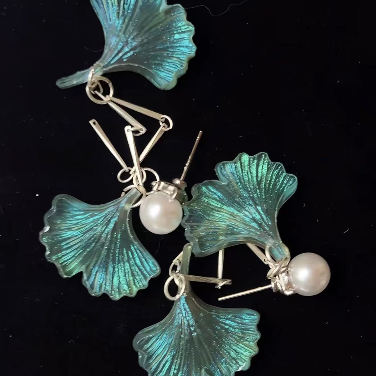 Ginkgo Leaf Tassel Earrings For Women In New Style, Green Zinc Alloy Accessories