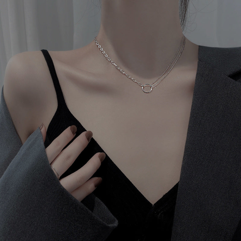 Infinity Necklace For Women In Silver Featuring Copper Chain And Copper Pendant With Zircon Inlay