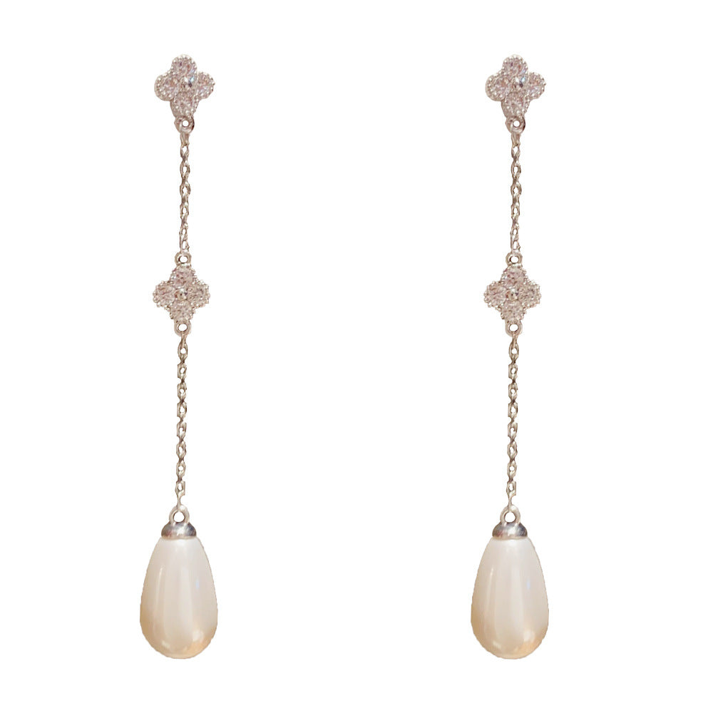 Real Gold Plated Copper Flowers Tassel Drop Earrings In New Style For Women