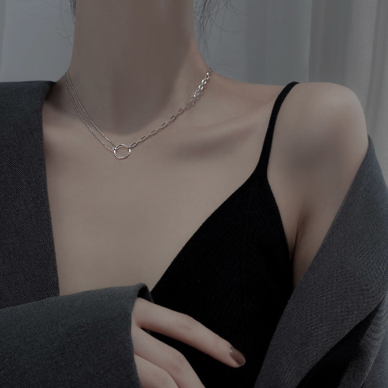 Infinity Necklace For Women In Silver Featuring Copper Chain And Copper Pendant With Zircon Inlay