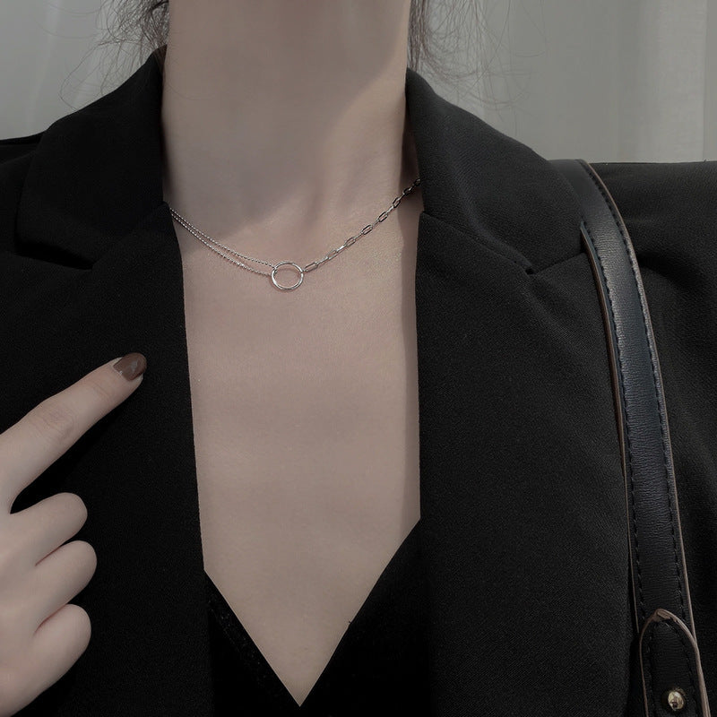 Infinity Necklace For Women In Silver Featuring Copper Chain And Copper Pendant With Zircon Inlay