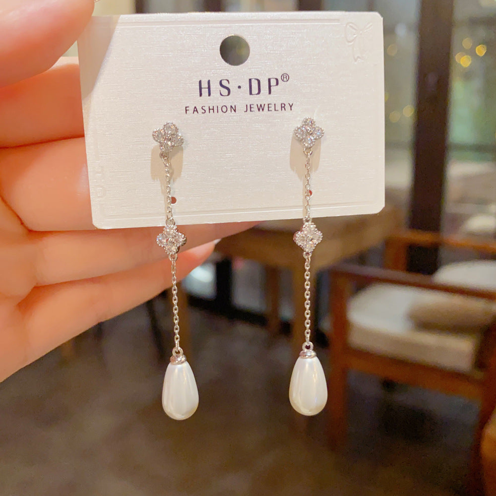 Real Gold Plated Copper Flowers Tassel Drop Earrings In New Style For Women