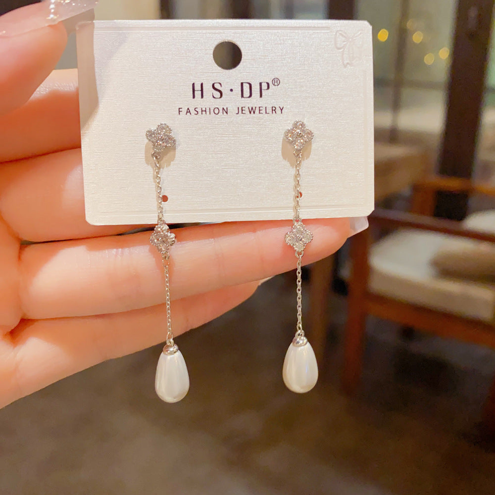 Real Gold Plated Copper Flowers Tassel Drop Earrings In New Style For Women