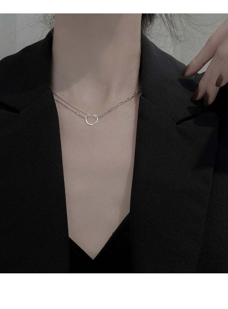 Infinity Necklace For Women In Silver Featuring Copper Chain And Copper Pendant With Zircon Inlay