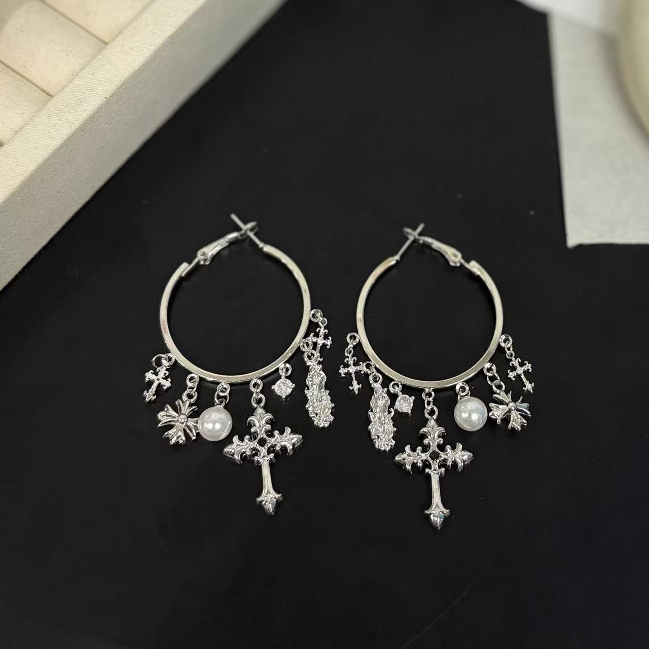 Cross Earrings For Women In Copper Featuring Electroplated Finish And 925 Sterling Silver Ear Pins With Retro Style