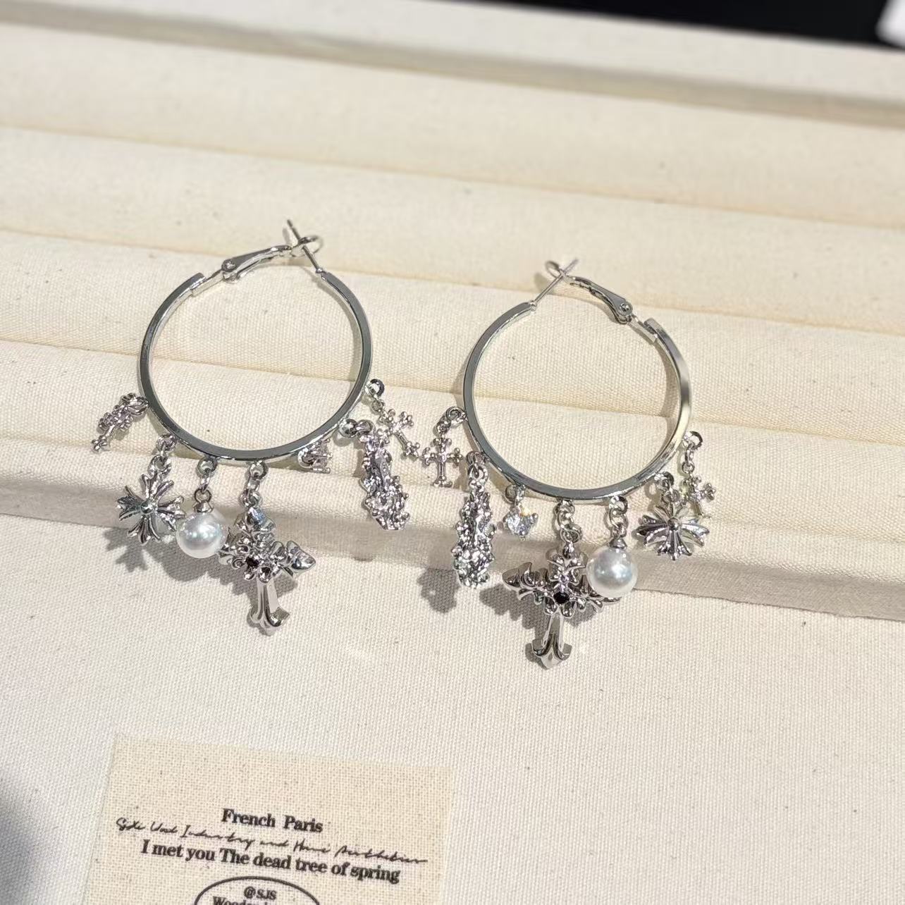 Cross Earrings For Women In Copper Featuring Electroplated Finish And 925 Sterling Silver Ear Pins With Retro Style