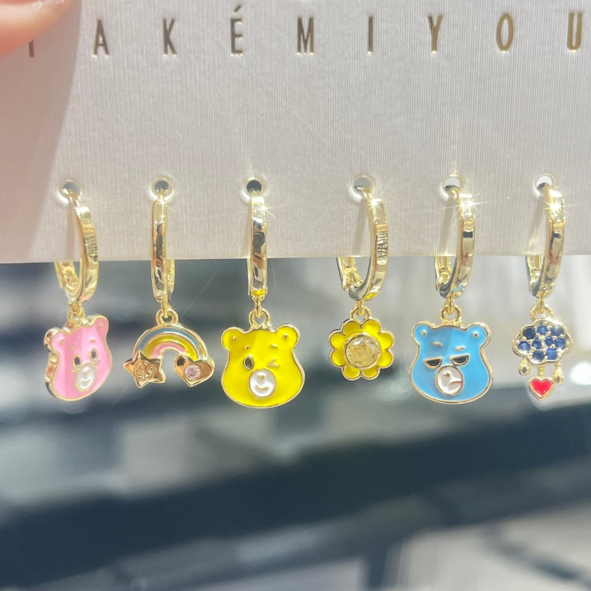 Little Bear  Earrings For Women, Electroplated Copper With 14K Real Gold Plated And Zircon Inlay