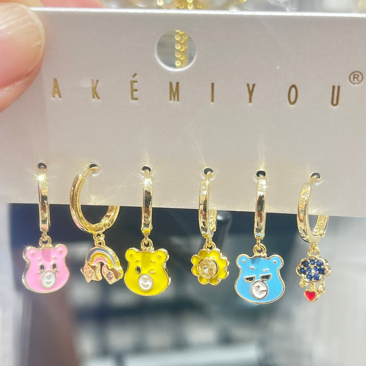 Little Bear  Earrings For Women, Electroplated Copper With 14K Real Gold Plated And Zircon Inlay