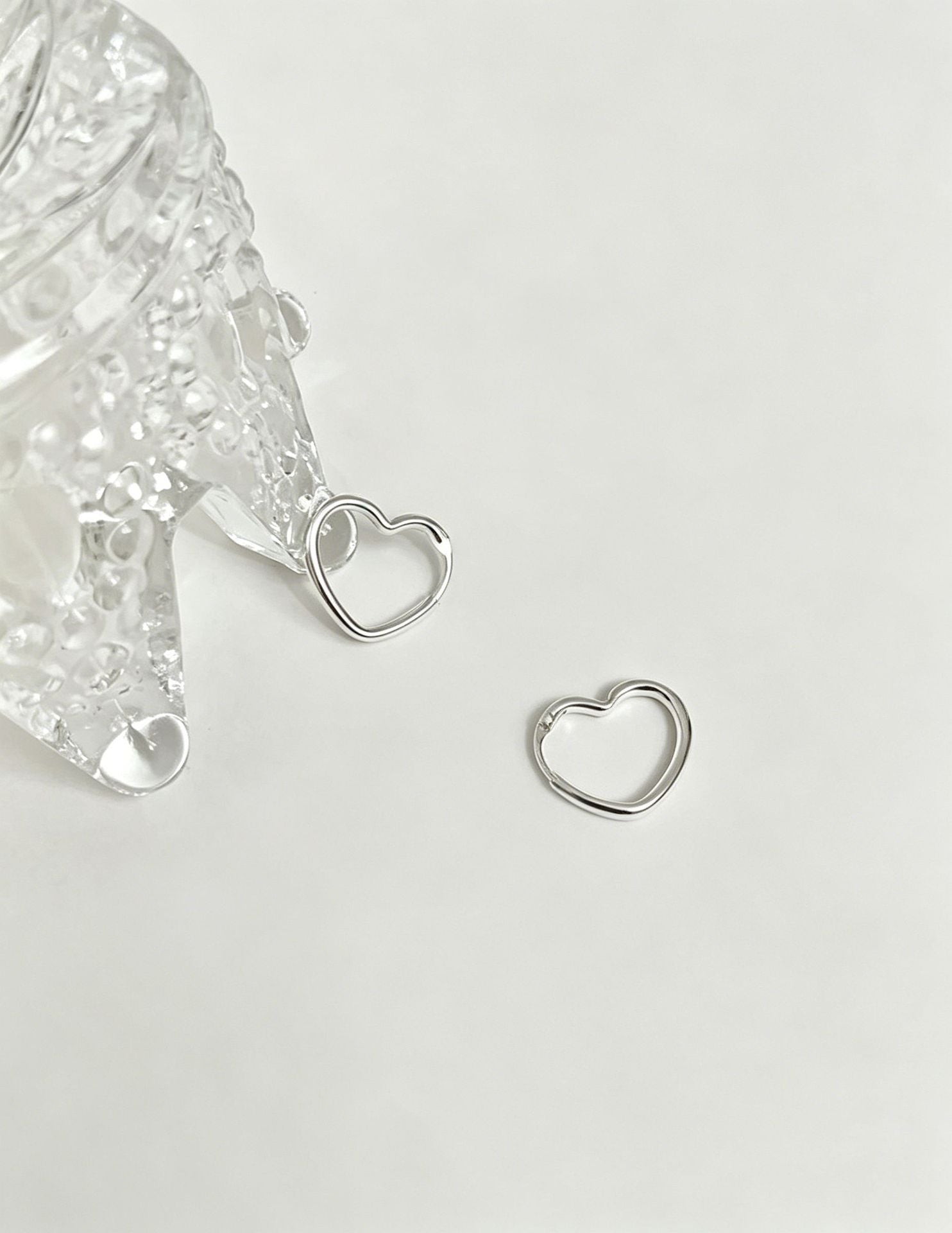Heart Shape Hoop Earrings In 925 Sterling Silver Featuring 925 Sterling Silver Stud Posts