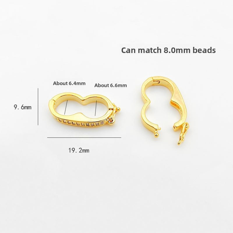 Copper Jewelry Buckle With 18K Real Gold Plated Electroplated Finish And Zircon Inlay, Gold Commute Style Jewelry Accessory
