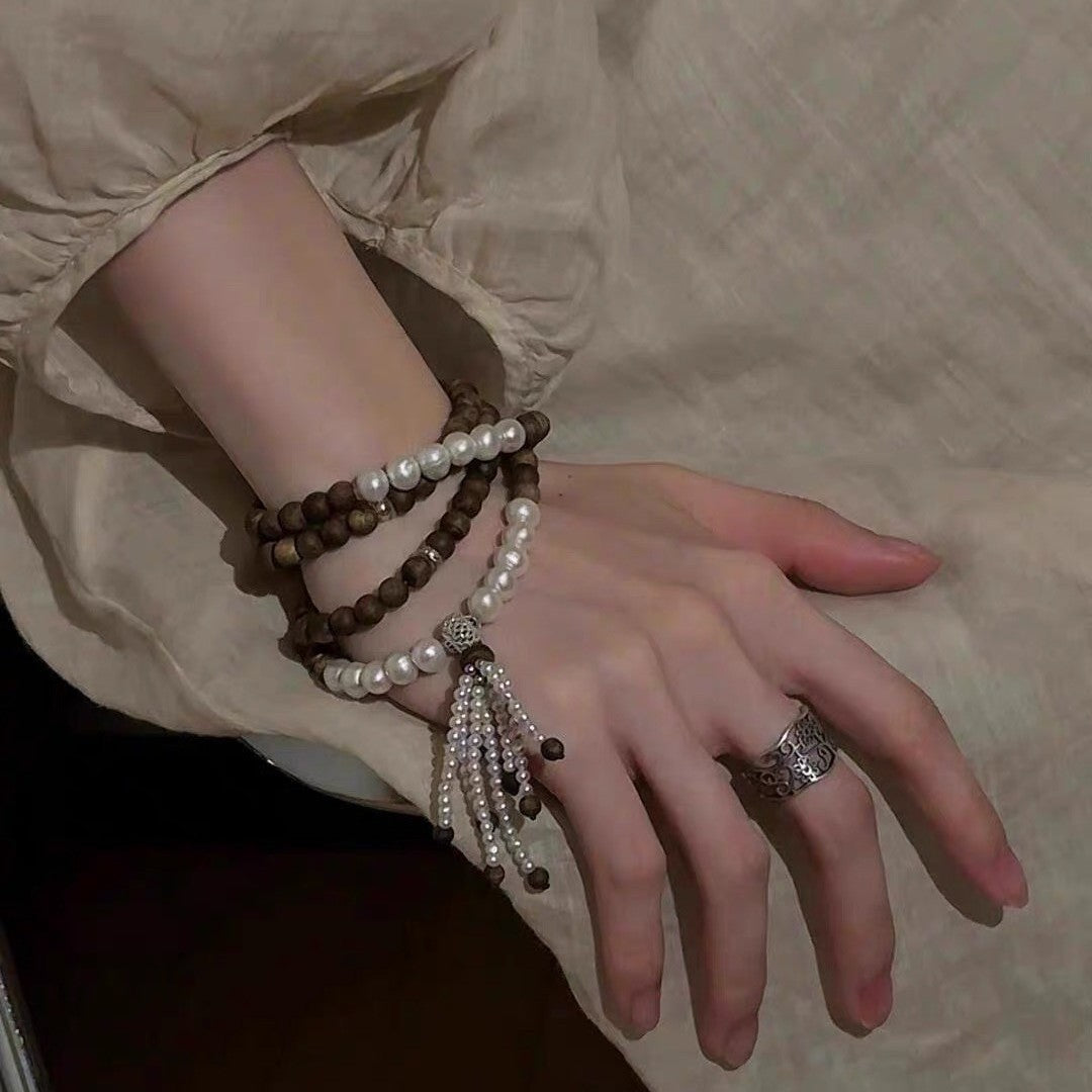 Beaded Flowers Alloy Bracelets With Rope Chain Material, Unisex Design For Stylish Wear