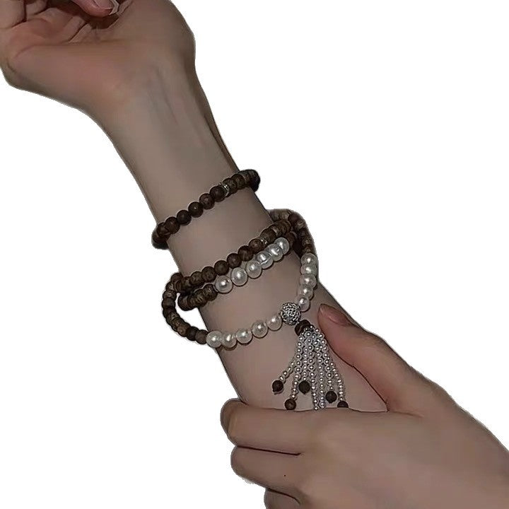 Beaded Flowers Alloy Bracelets With Rope Chain Material, Unisex Design For Stylish Wear