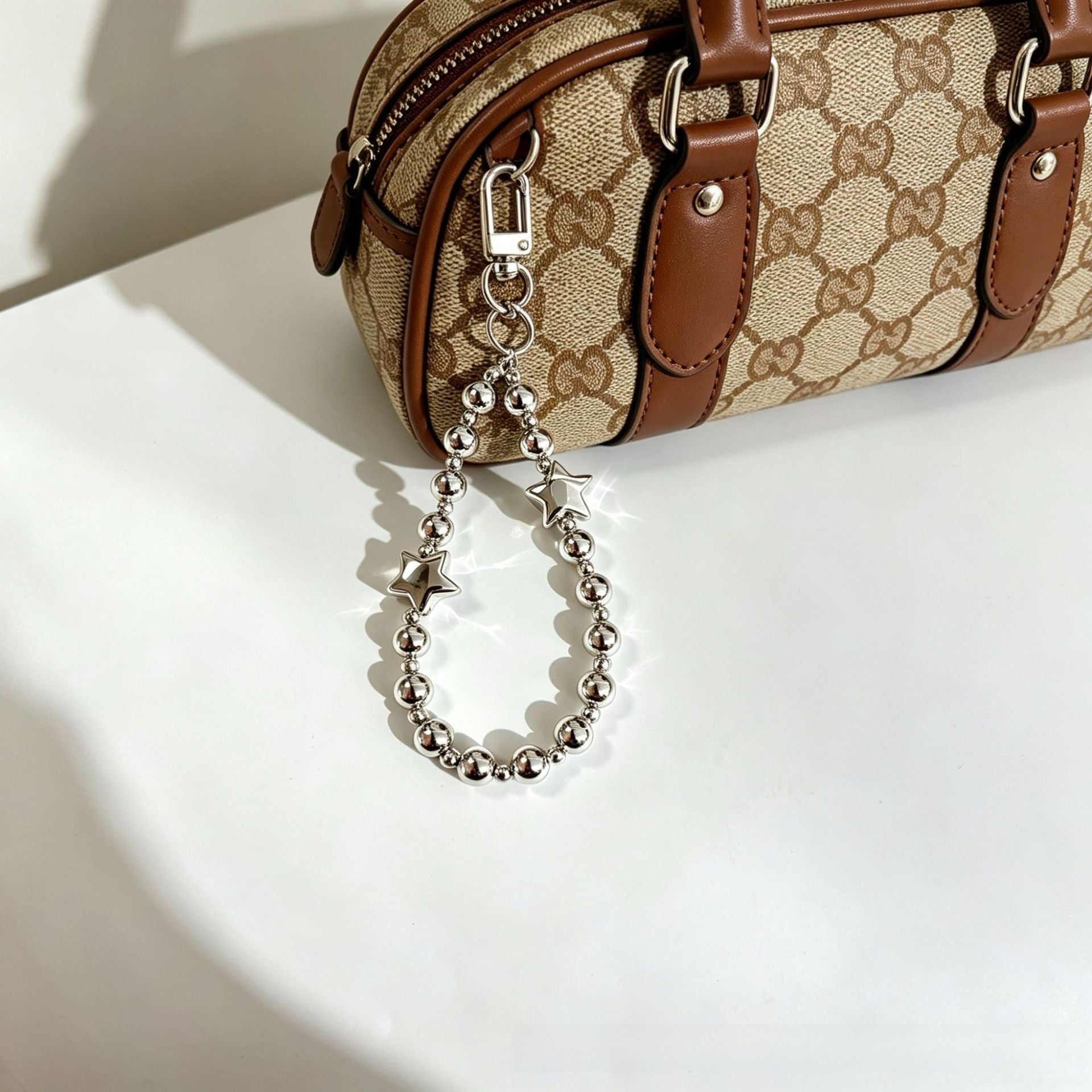 Heart Shape Electroplated Silver Key Chain With Acrylic Material In Sweet Style