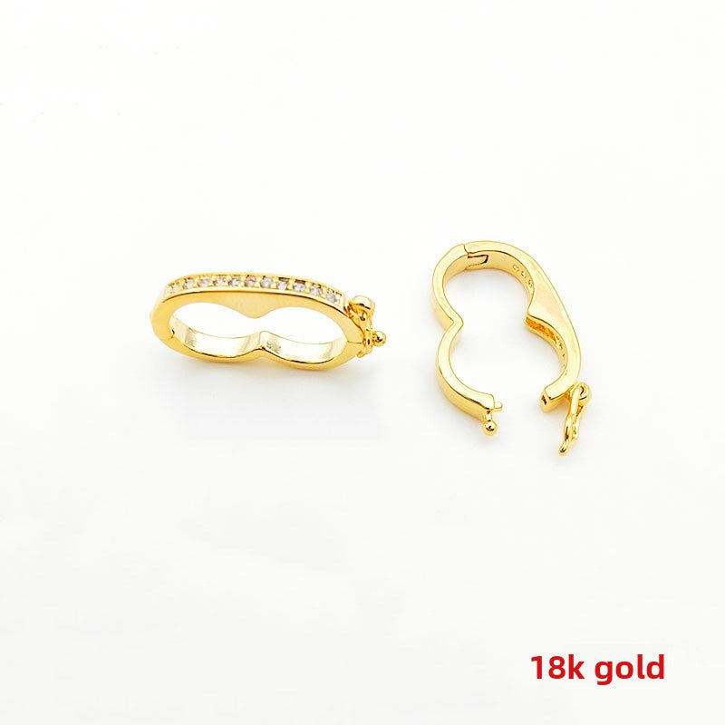 Copper Jewelry Buckle With 18K Real Gold Plated Electroplated Finish And Zircon Inlay, Gold Commute Style Jewelry Accessory