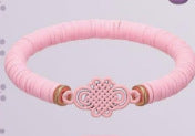 Handmade Knot Bracelet In Natural Pink Soft Clay, Unisex Design